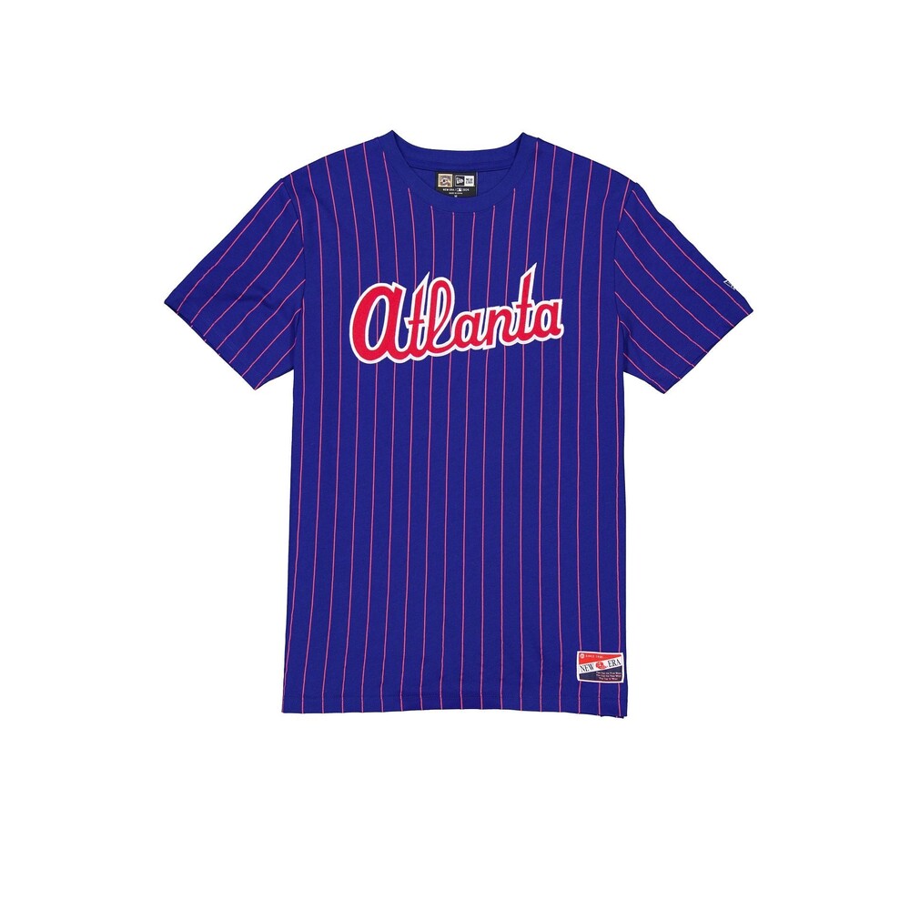 New Era Atlanta Braves Throwback Pinstripe T-Shirt - Size S